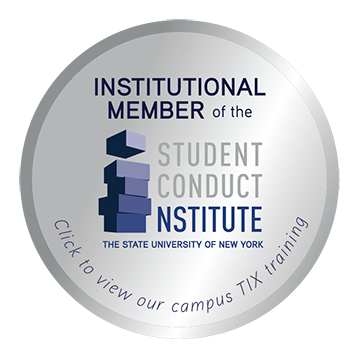 Institutional Member of the Student Conduct Institute logo, The State University of New York, Click to view our campus TIX training