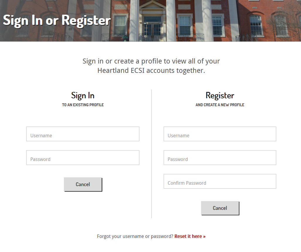 screenshot of the heartland.ecsi Sign-In Page